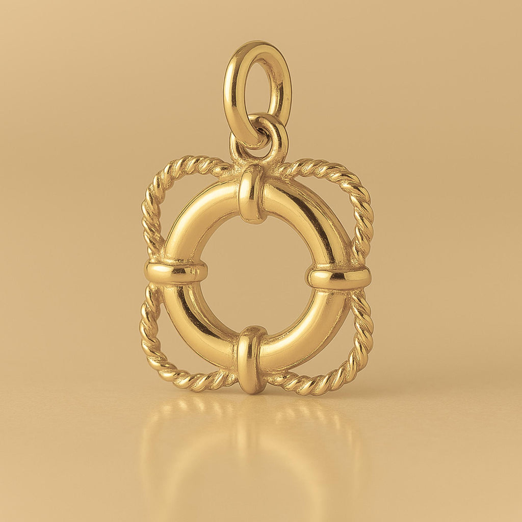 14ct Gold Plated - Classic Rope Lifebuoy Charm