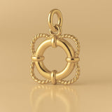 14ct Gold Plated - Classic Rope Lifebuoy Charm