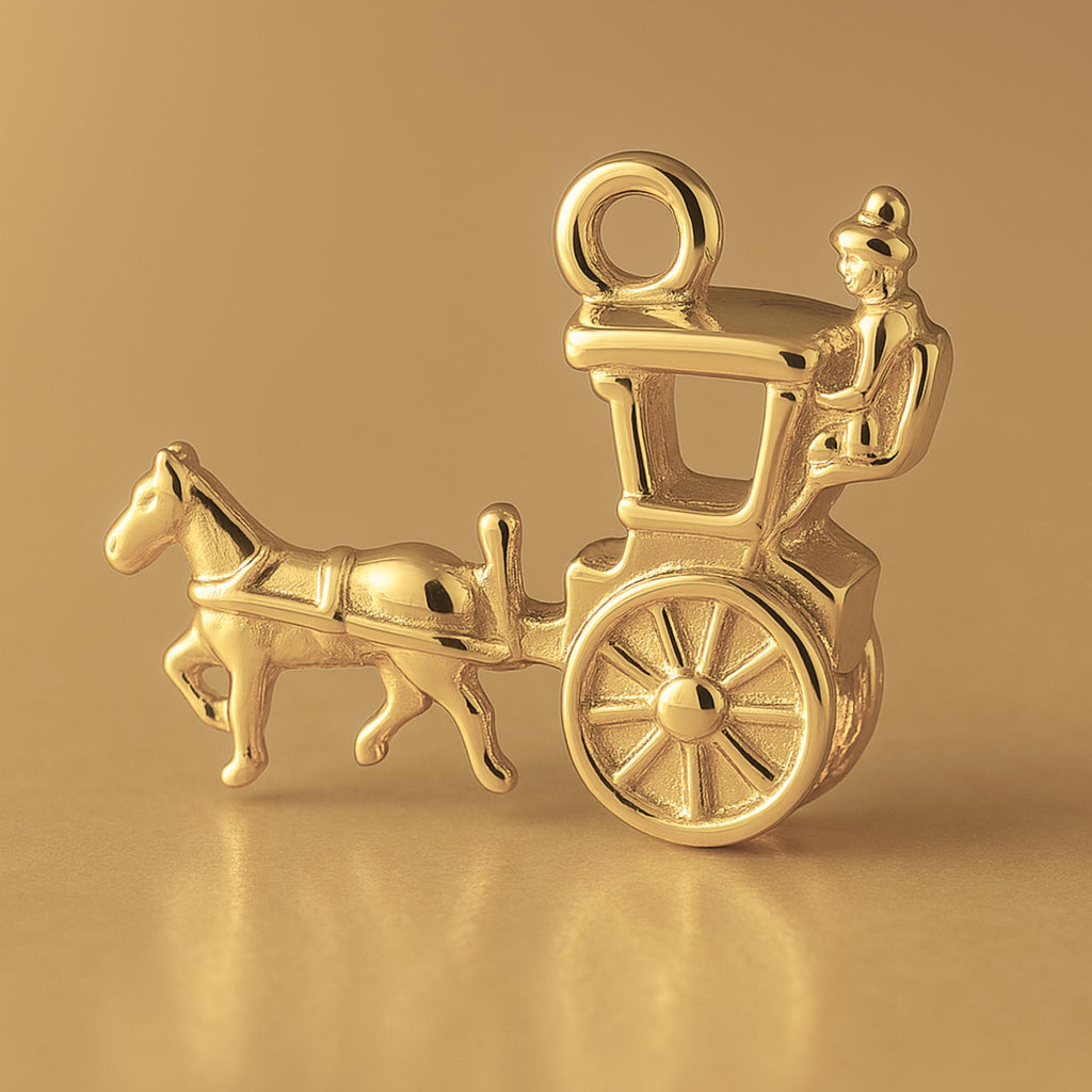 14ct Gold Plated - Horse Drawn Carriage Charm