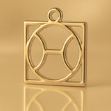 14ct Gold Plated - Pisces Zodiac Square Charm