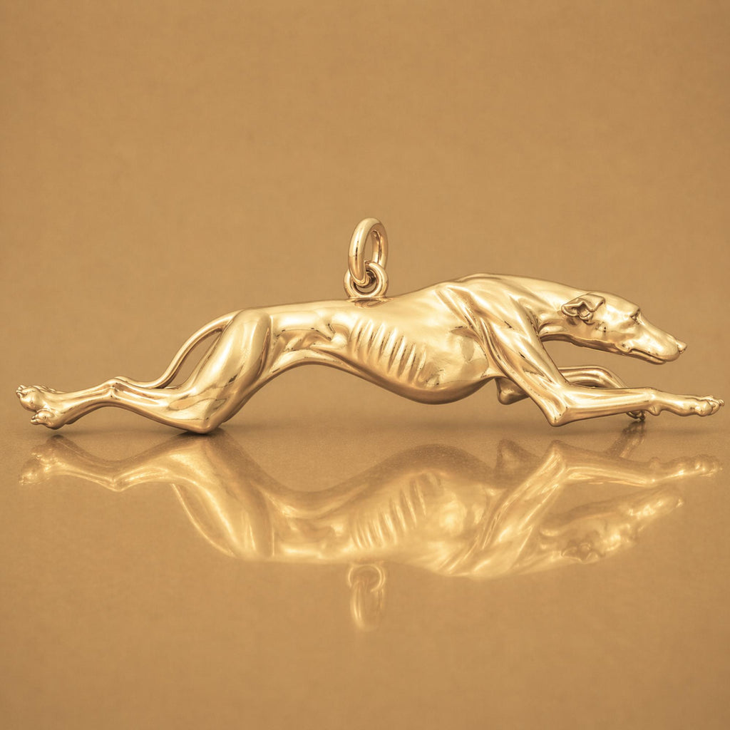 14ct Gold Plated - Running Greyhound Dog Charm