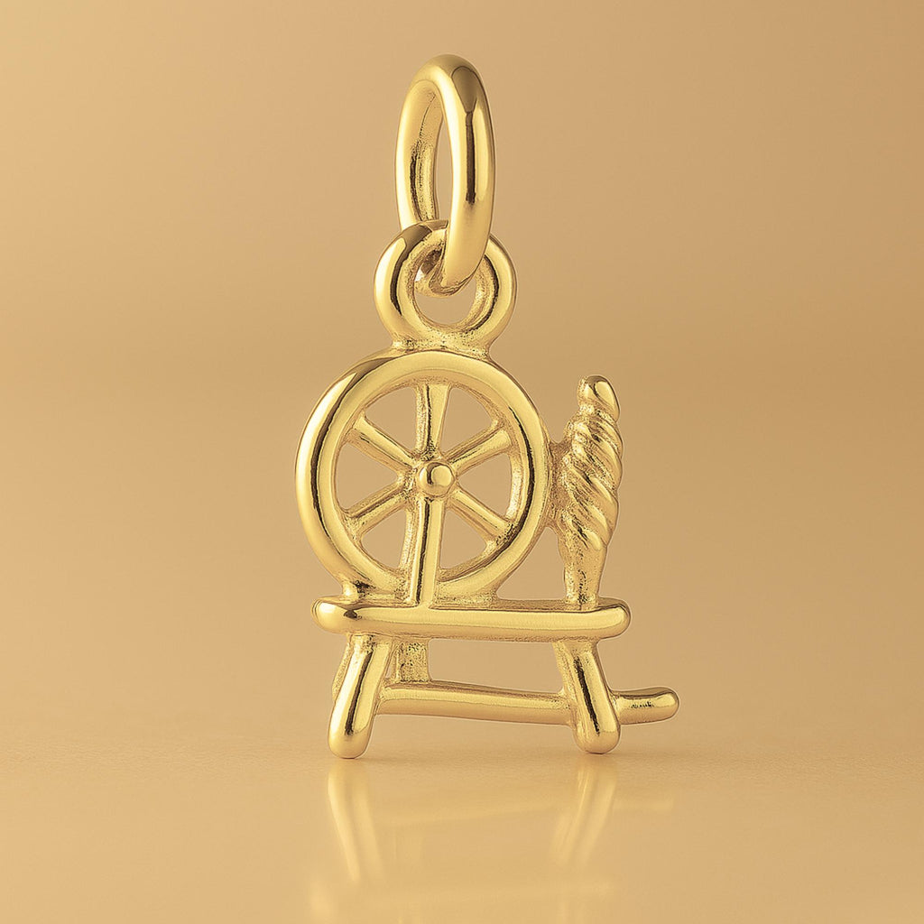 14ct Gold Plated - Mini Spinning Wheel Charm