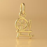 14ct Gold Plated - Mini Spinning Wheel Charm