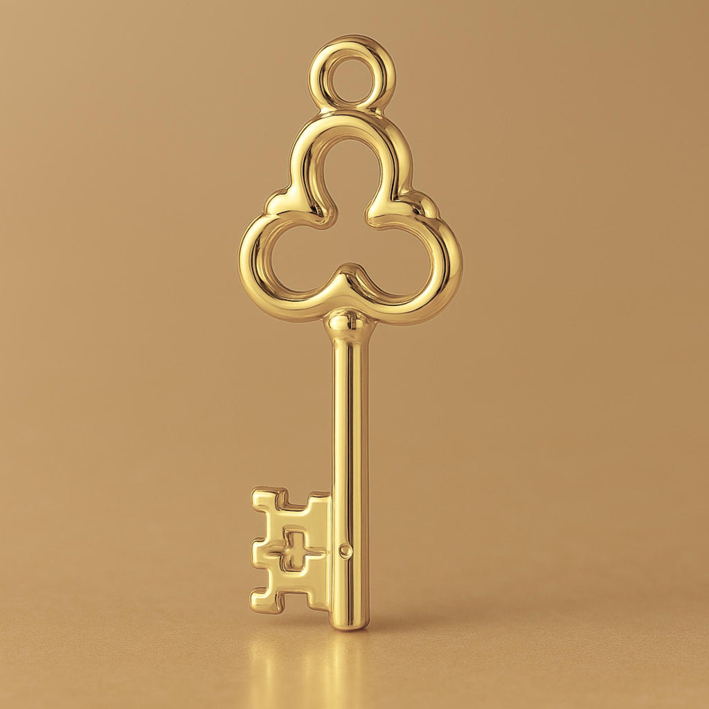 14ct Gold Plated - Clover Castle Key Charm