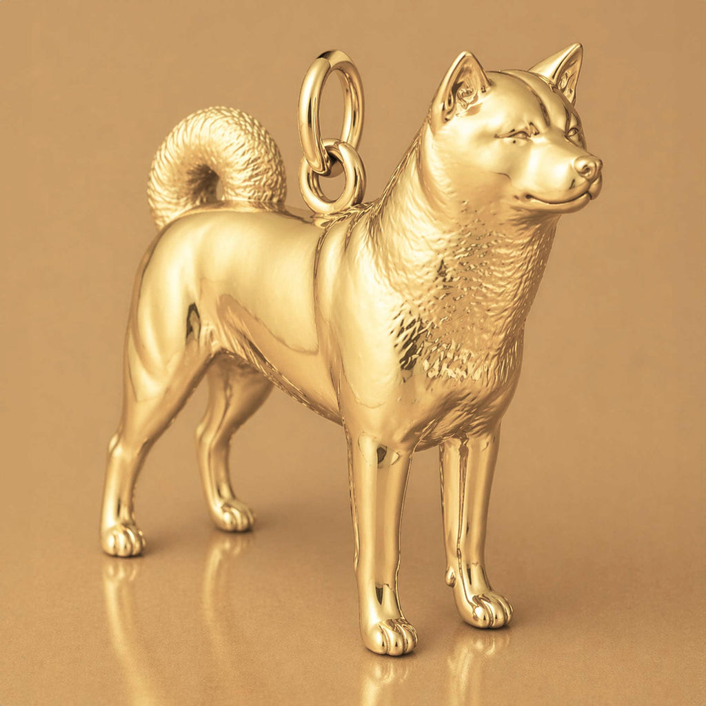 14ct Gold Plated - Akita Dog Charm