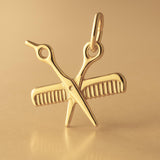 14ct Gold Plated - Scissors & Comb Charm