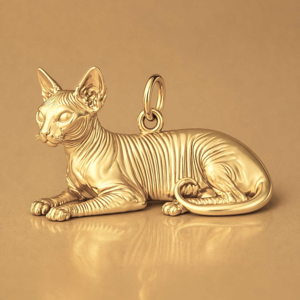 14ct Gold Plated - Sphynx Cat Charm