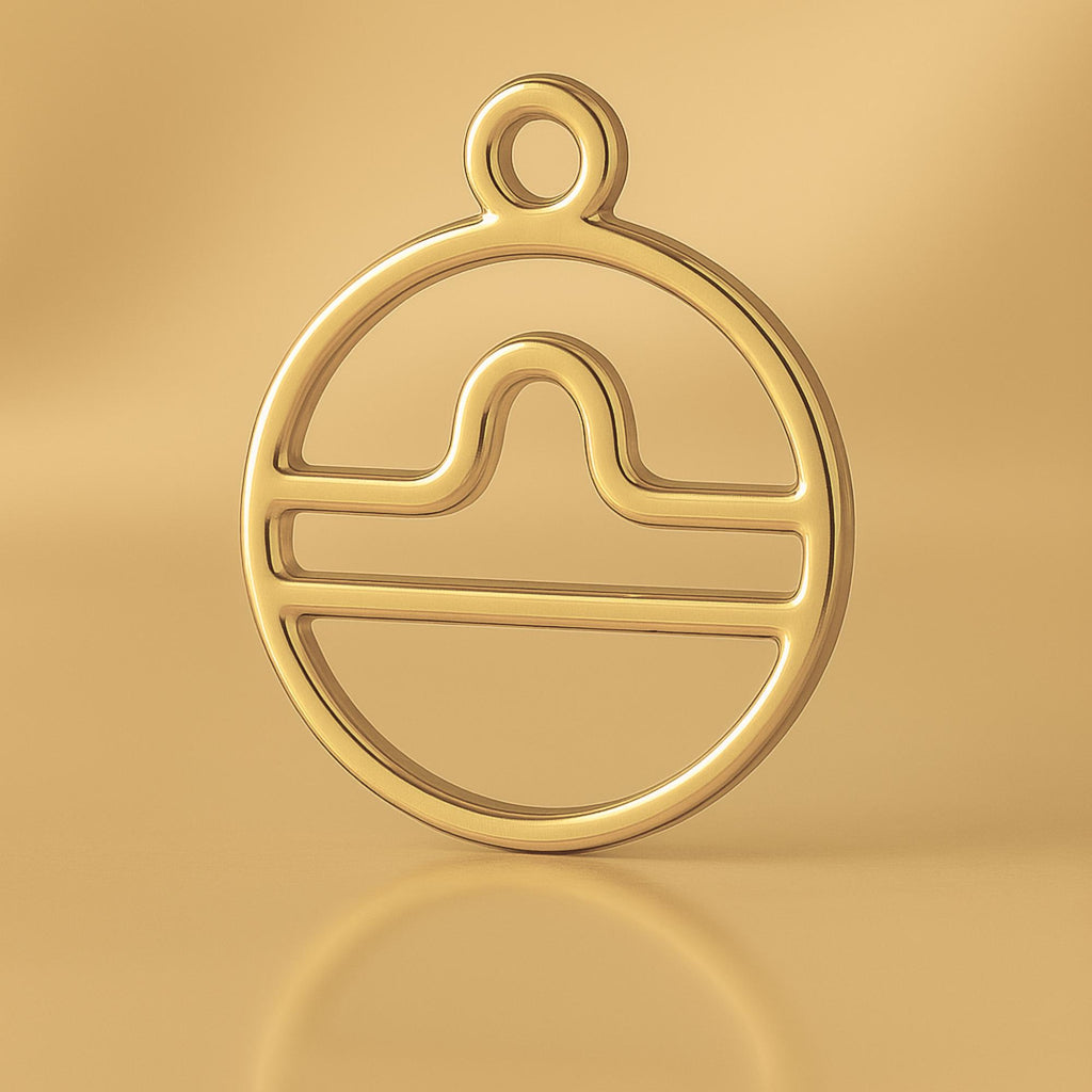 14ct Gold Plated - Libra Zodiac Round Charm