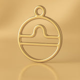 14ct Gold Plated - Libra Zodiac Round Charm