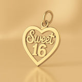 14ct Gold Plated - Sweet 16 Openwork Heart Charm