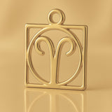 14ct Gold Plated - Aries Zodiac Square Charm