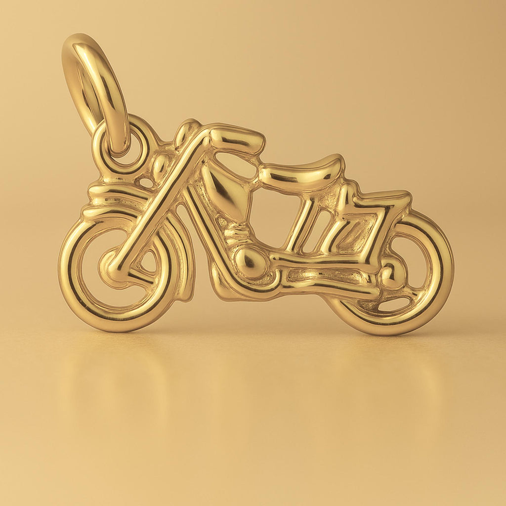 14ct Gold Plated - Vintage Motorbike Charm