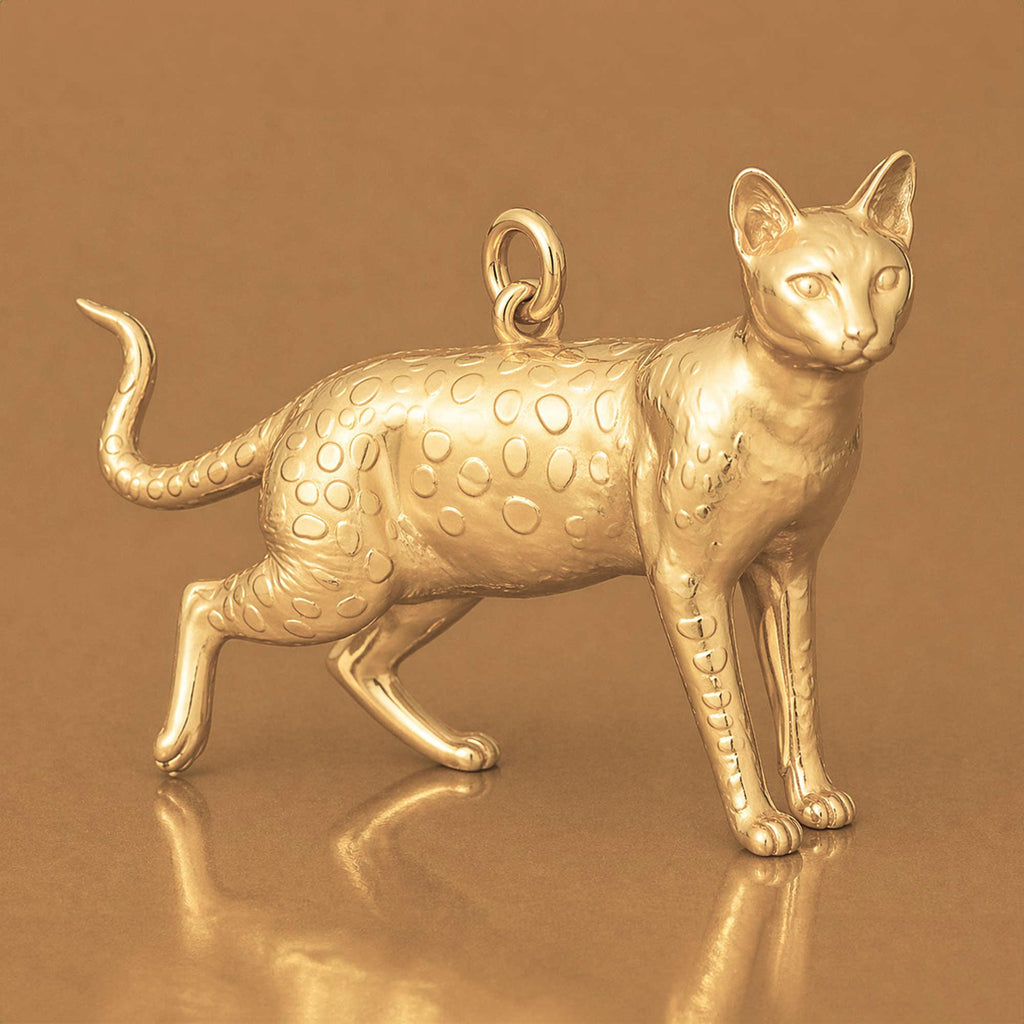14ct Gold Plated - Savannah Cat Charm