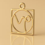 14ct Gold Plated - Capricorn Zodiac Square Charm