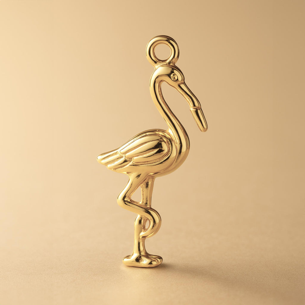 14ct Gold Plated - American Flamingo Charm