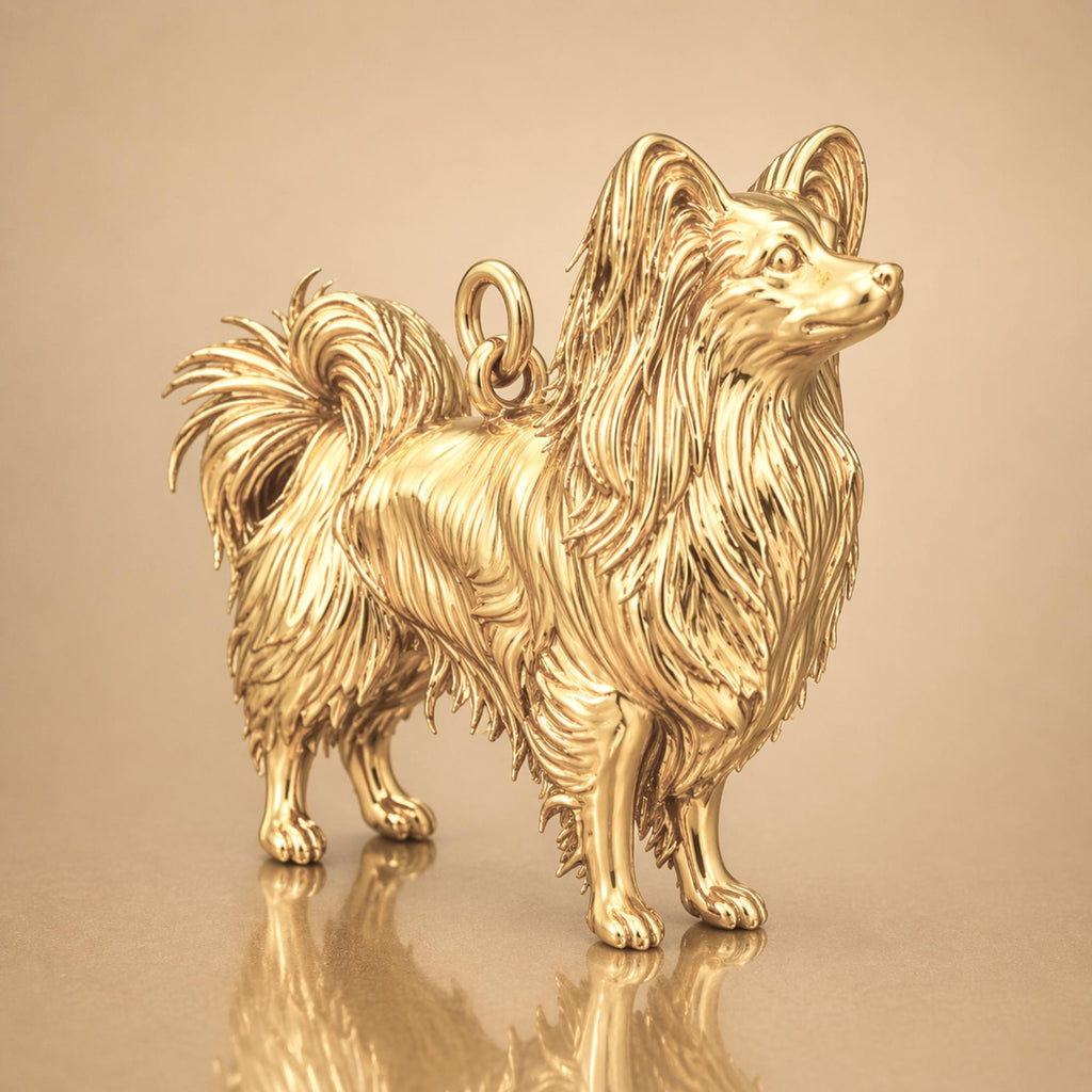 14ct Gold Plated - Papillon Dog Charm