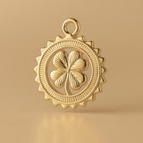 14ct Gold Plated - Four Leaf Clover Medallion Charm