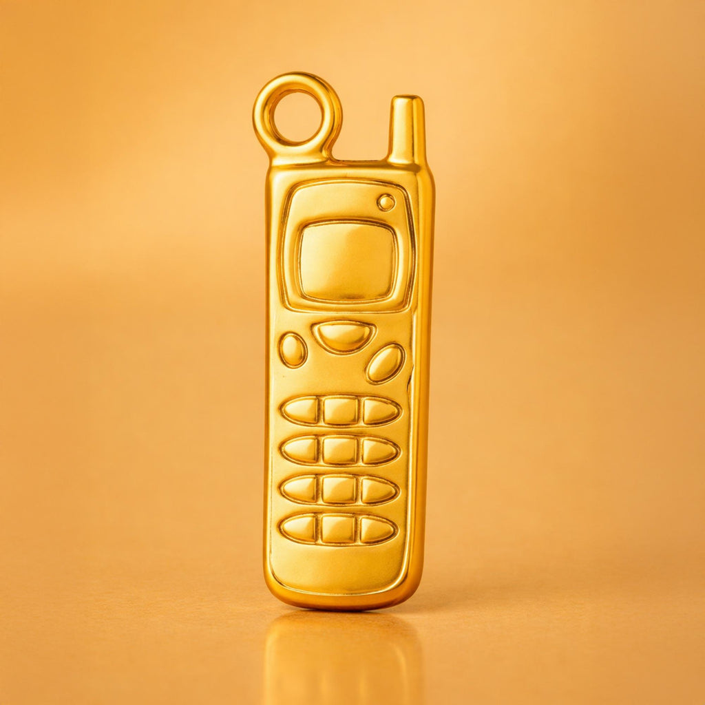 14ct Gold Plated - Retro Brick Phone Charm