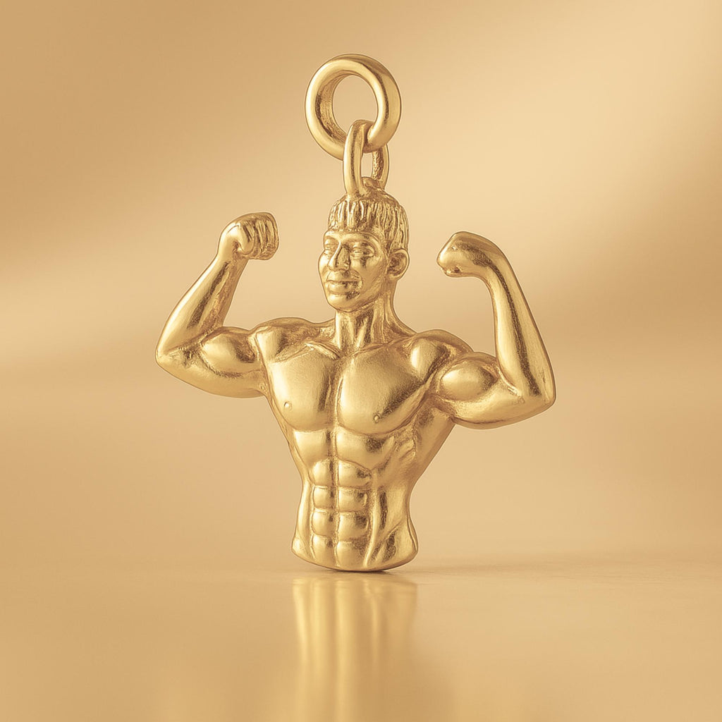 14ct Gold Plated - Bicep Flex Bodybuilder Charm