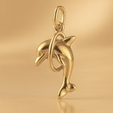 14ct Gold Plated - Hoop Dolphin Charm