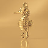 14ct Gold Plated - Lined Seahorse Charm