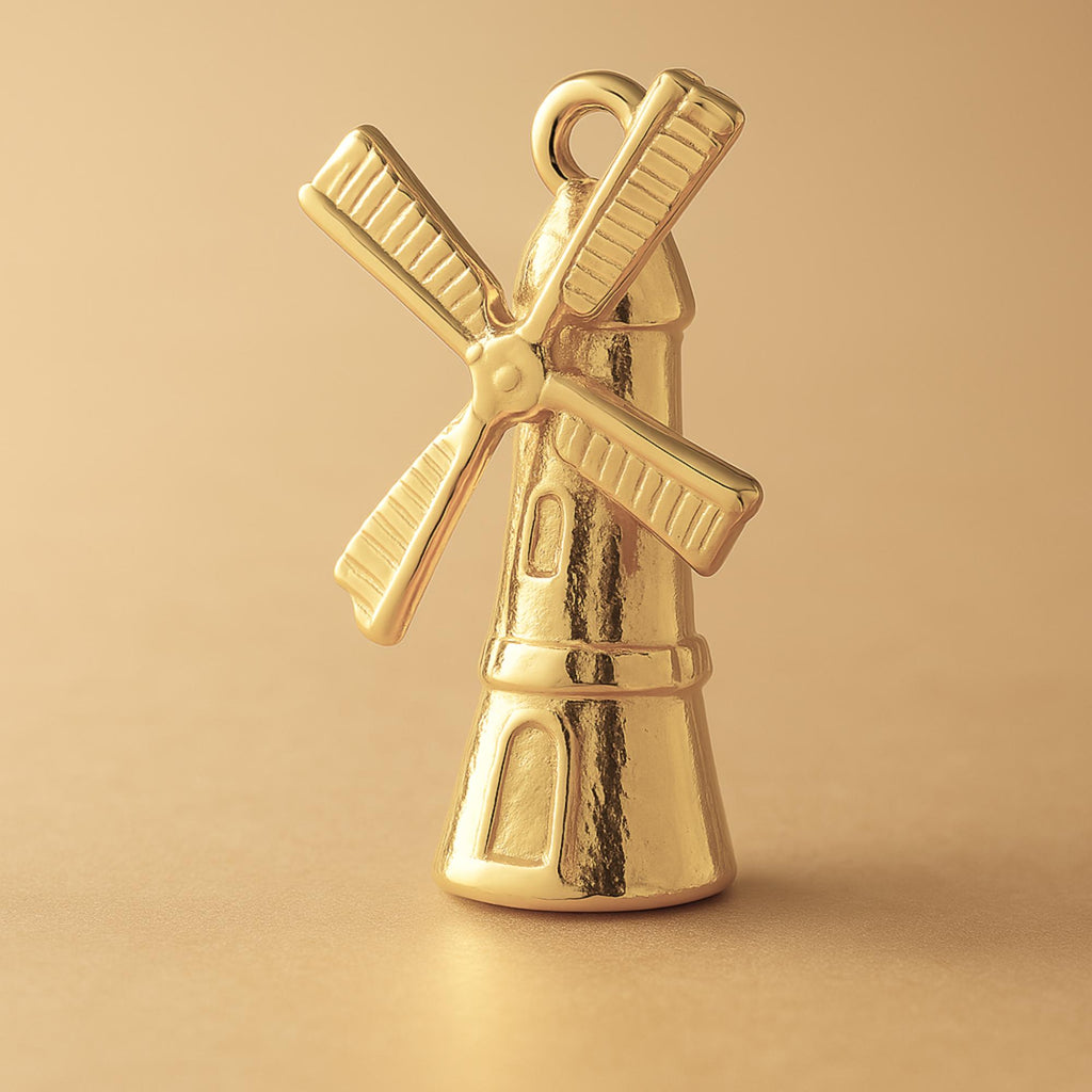 14ct Gold Plated - Dutch Windmill Charm