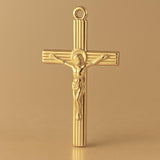 14ct Gold Plated - Jesus on Ribbed Crucifix Charm