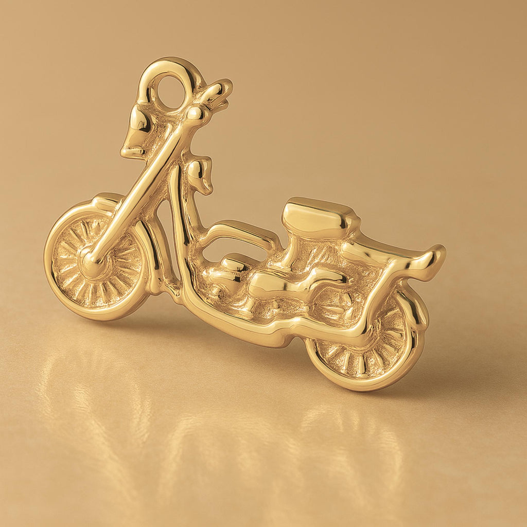14ct Gold Plated - Retro Motorbike Charm