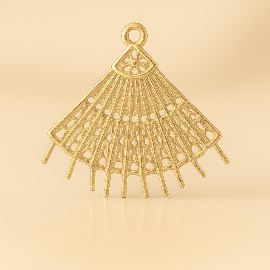 14ct Gold Plated - Handheld Lace Fan Charm