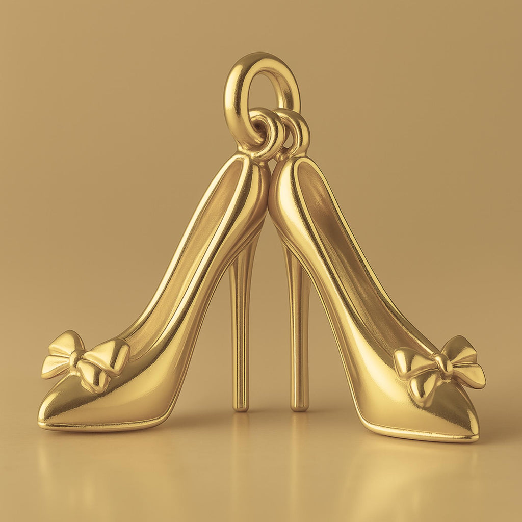 14ct Gold Plated - Bow Toe Stiletto Pair Charm