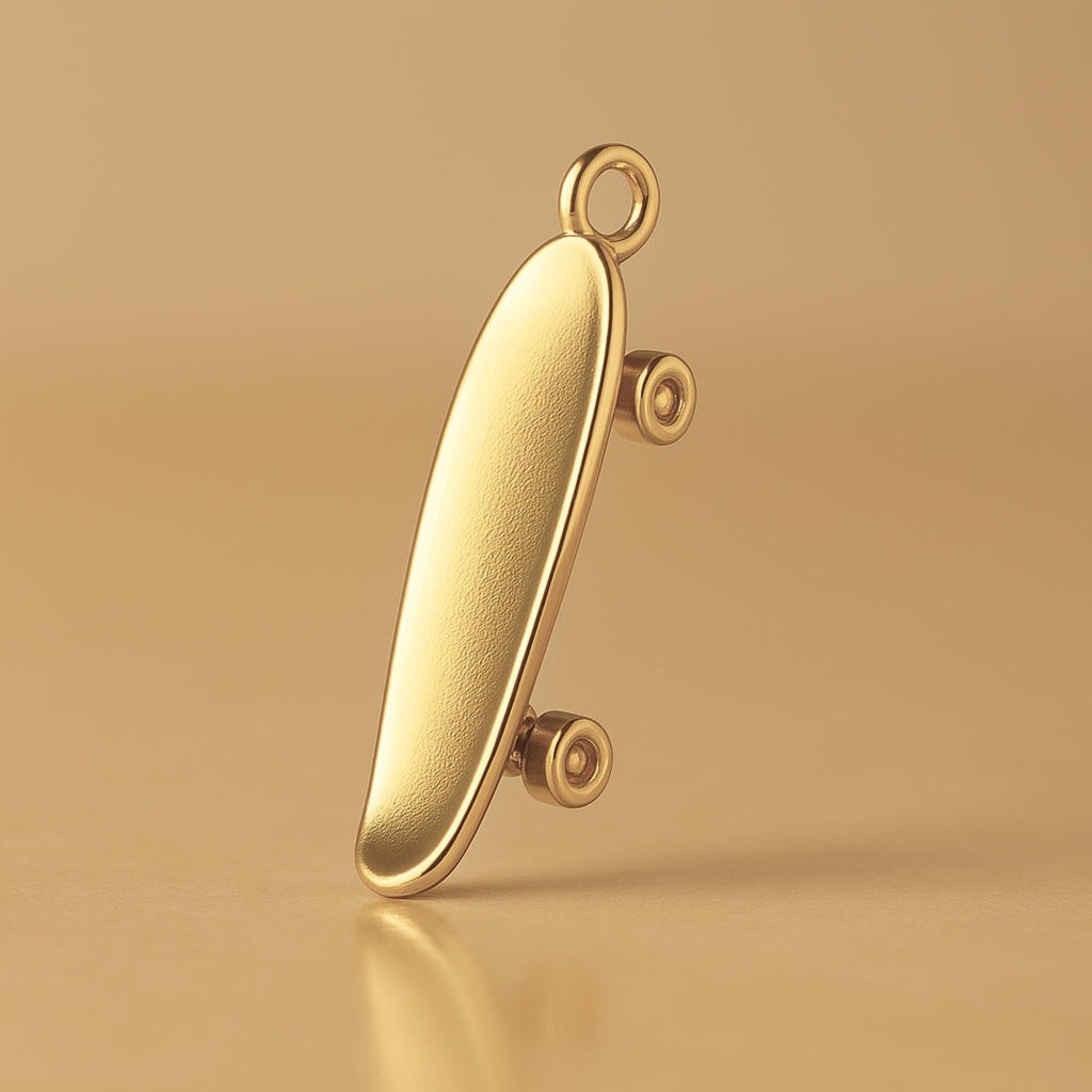 14ct Gold Plated - Old-School Penny Skateboard Charm