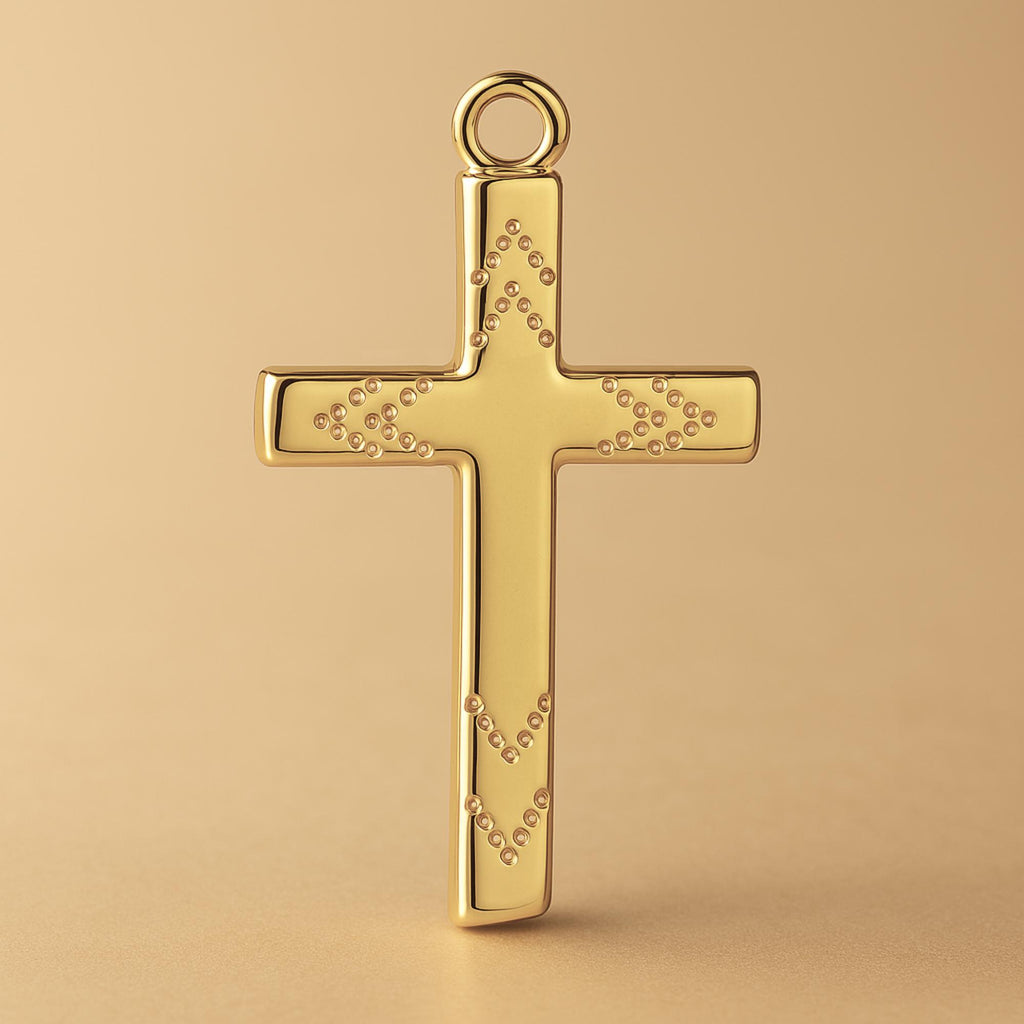 14ct Gold Plated - Chevron Dot Crucifix Charm