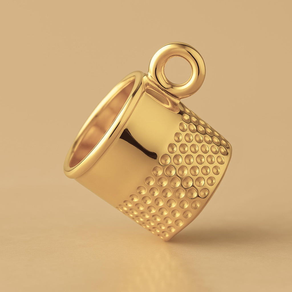 14ct Gold Plated - Dimpled Thimble Charm