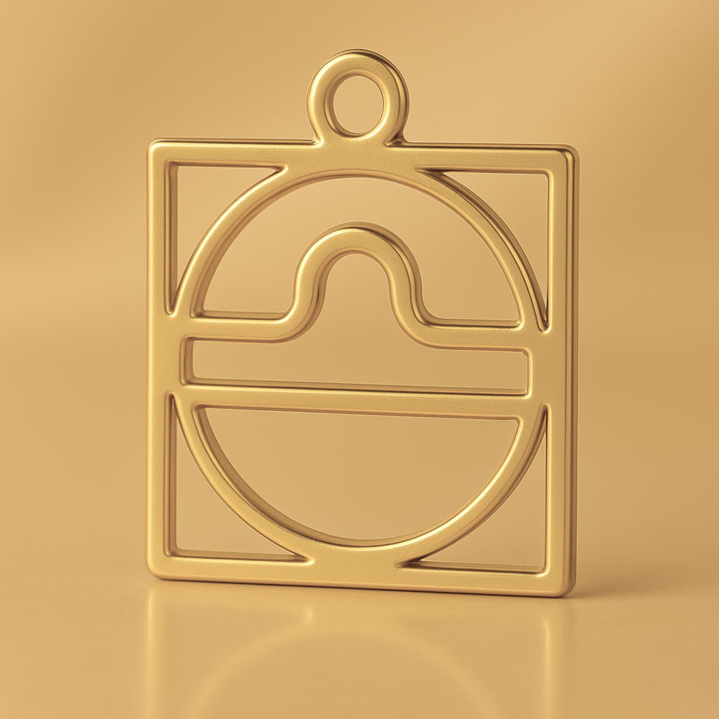 14ct Gold Plated - Libra Zodiac Square Charm