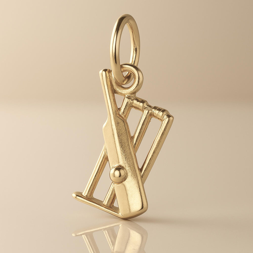 14ct Gold Plated - Cricket Bat & Stumps Charm