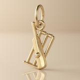 14ct Gold Plated - Cricket Bat & Stumps Charm