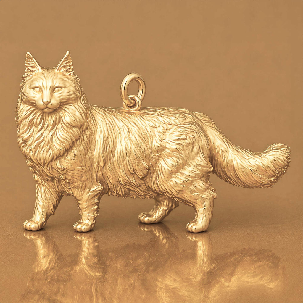 14ct Gold Plated - Norwegian Forest Cat Charm