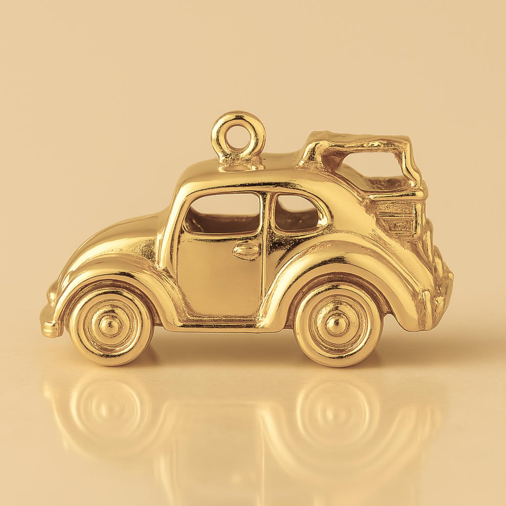 14ct Gold Plated - Mini VW Beetle Traveller Car Charm