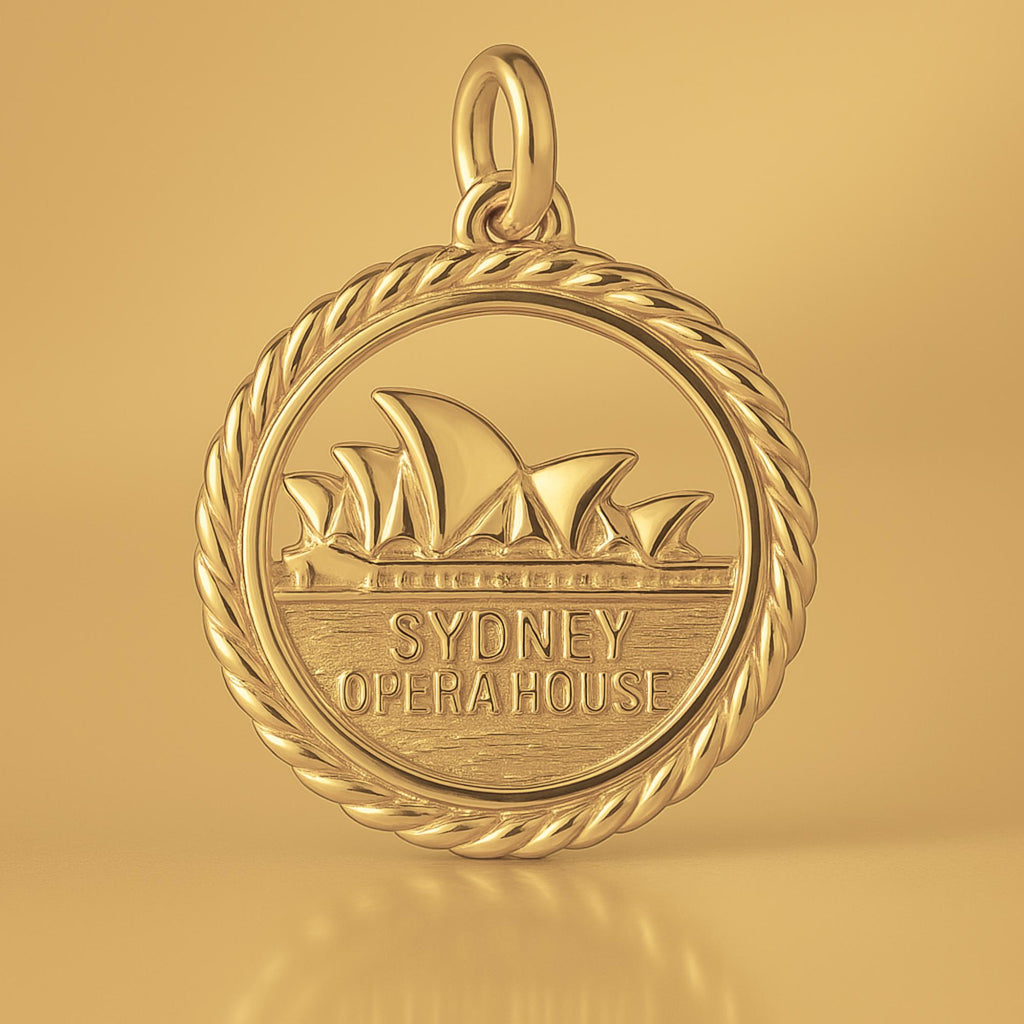 14ct Gold Plated - Round Sydney Opera House Charm