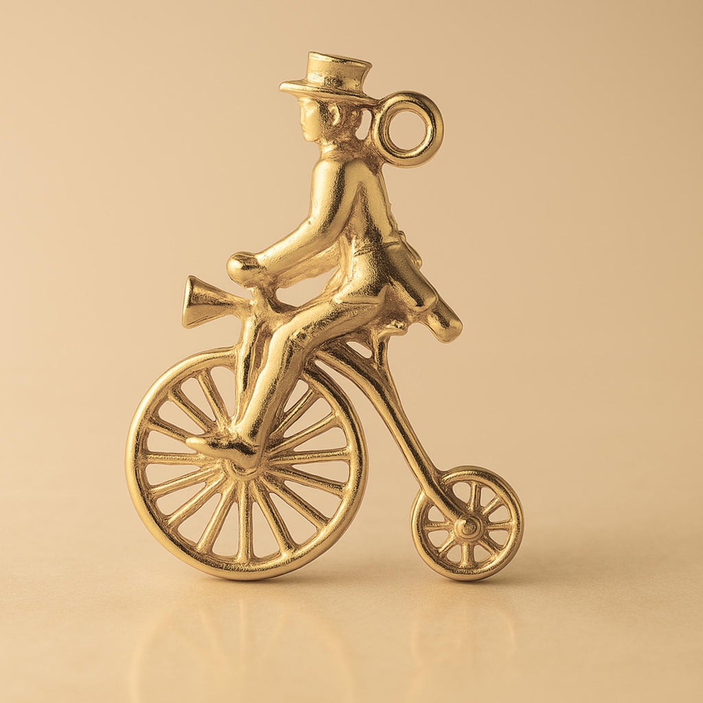 14ct Gold Plated - Penny Farthing Rider Charm