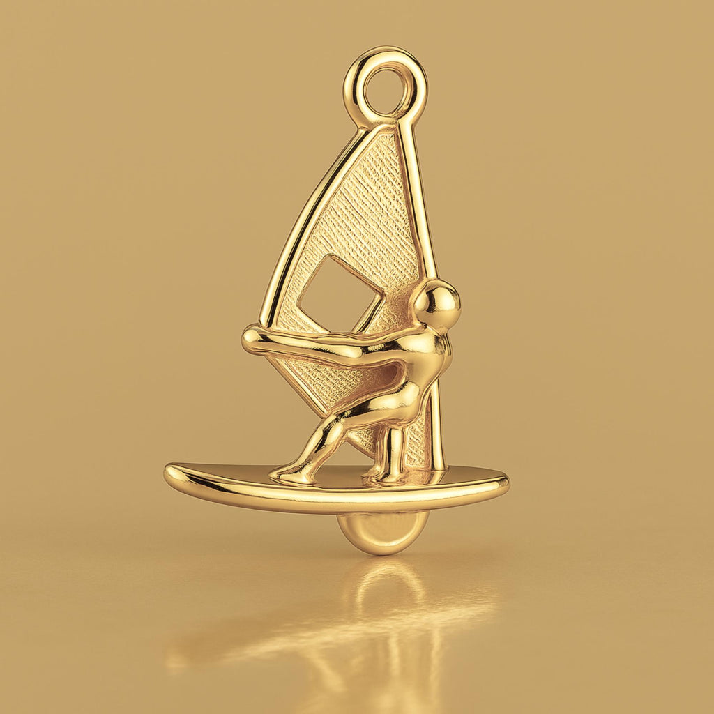 14ct Gold Plated - Beach Windsurfer Charm