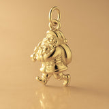 14ct Gold Plated - Walking Santa Claus Charm