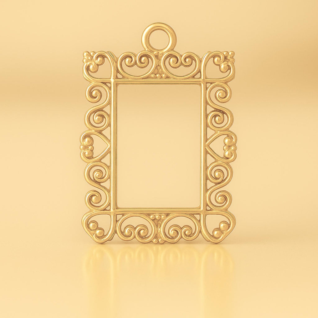 14ct Gold Plated - Heart Frame Charm