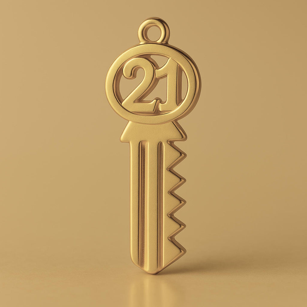 14ct Gold Plated - Vintage 21 House Key Charm