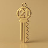 14ct Gold Plated - Vintage 21 House Key Charm