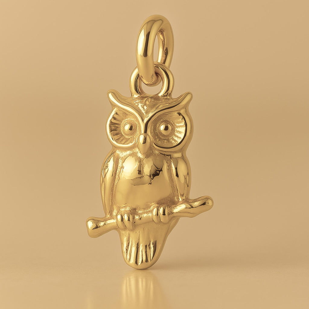 14ct Gold Plated - Great Horned Owl Charm