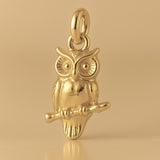14ct Gold Plated - Great Horned Owl Charm