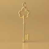 14ct Gold Plated - Ornate Clover Castle Key Charm