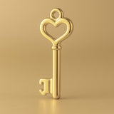 14ct Gold Plated - Heart Key Charm