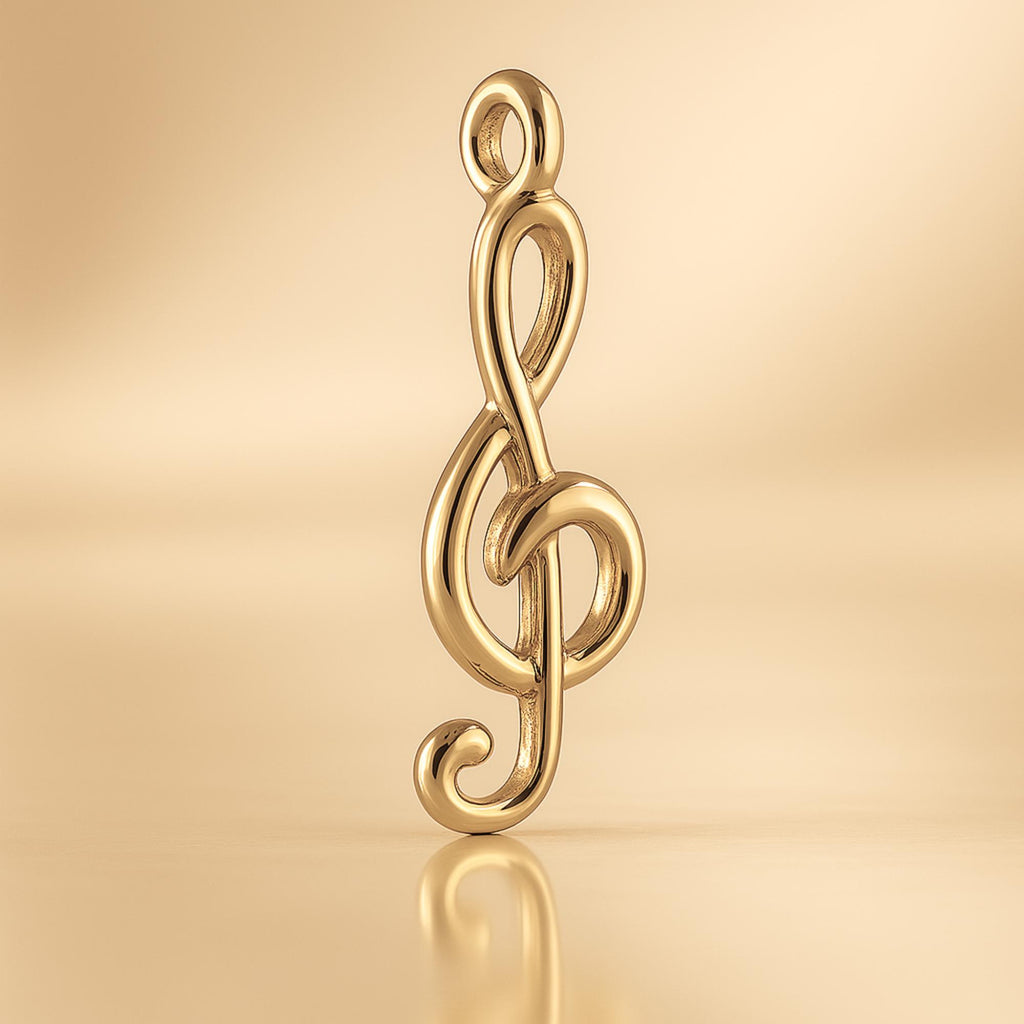 14ct Gold Plated - Sculpted Treble Clef Charm